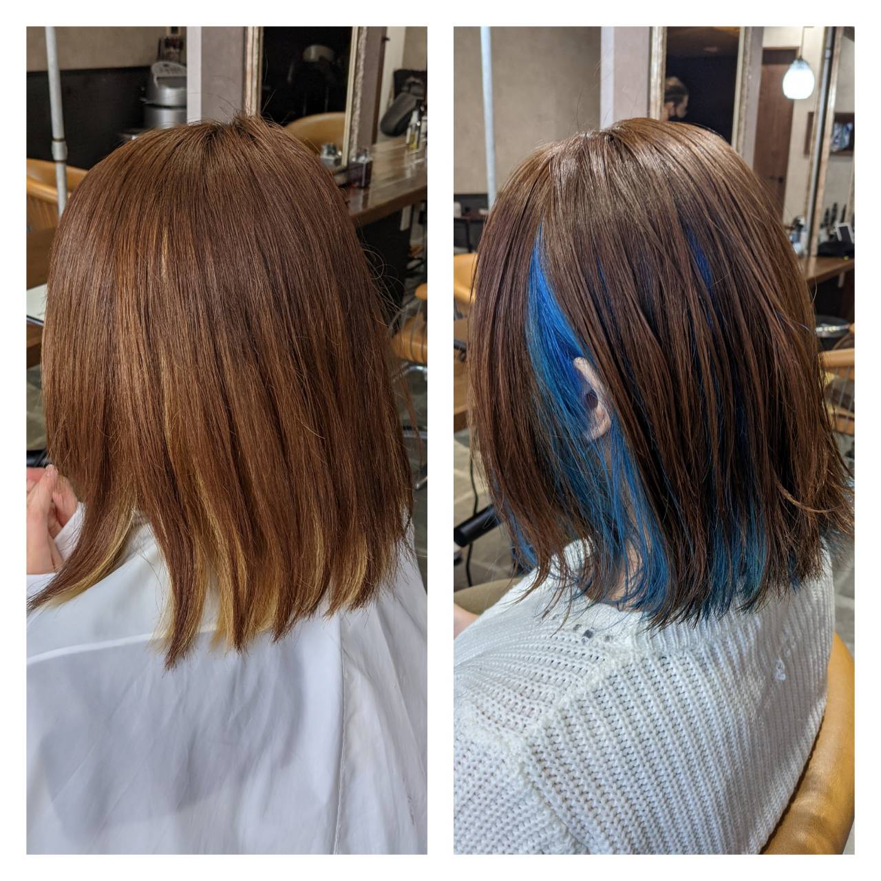 インナーカラー ブルーに染める方法 ブリーチオンカラーの染め方 横浜 鶴ヶ峰 上手い 得意 美容師 美容室 ヘアサロン Enx