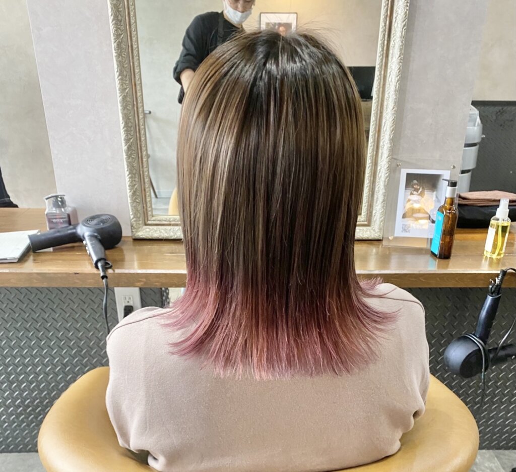 色ムラをグラデーションカラーでアッシュとピンクに 横浜 鶴ヶ峰 上手い 得意 美容室 美容師 ヘアサロン Enx